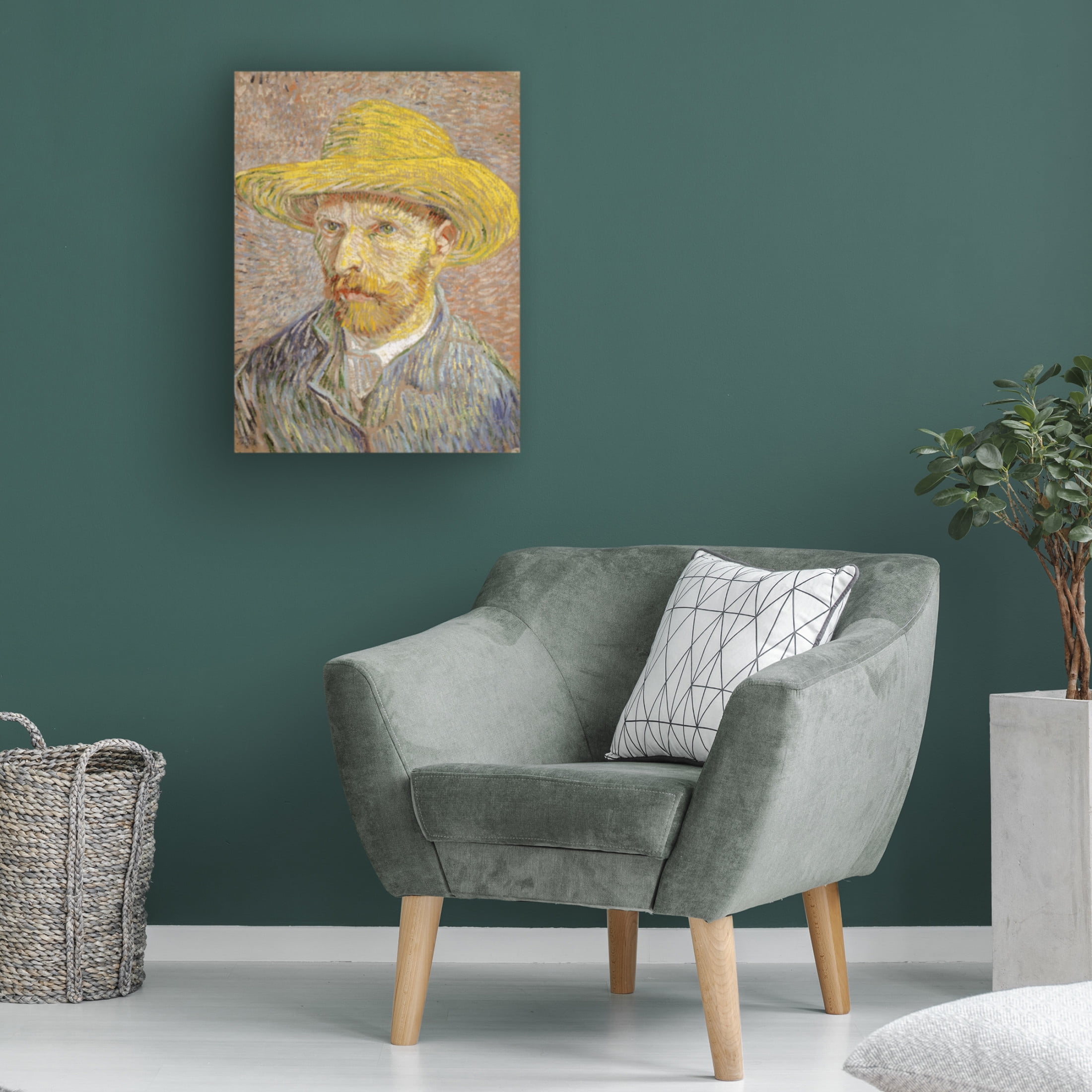 Canvas Wall Art - Masters Collection 'Self Portrait With Yellow Hat Vincent Van Gogh' Wall Art for Living Room, Bedroom, or Office Décor by Trademark Fine Art - 24 x 32 Inches