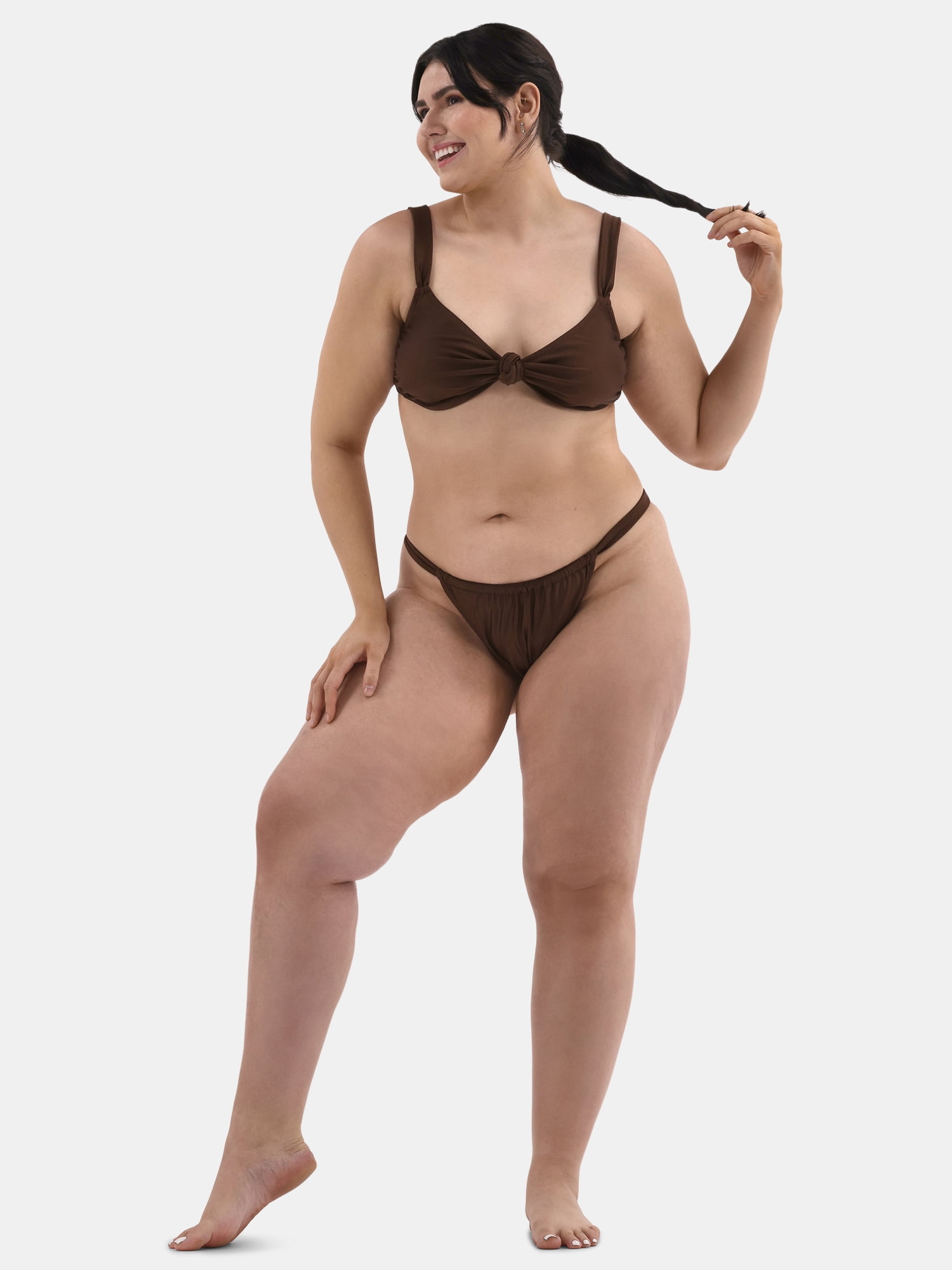 No Boundaries Women's Low Waist High Leg Cheeky Bikini Bottoms, Sizes XXS-XXL