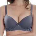 thumbnail image 2 of Fatuov Women's Lace Bra with Underwire Solid Color Soft Daily Bra for Casual, Supportive Full Coverage Push Up Lightly Lined Bra 42C, Purple, 2 of 5