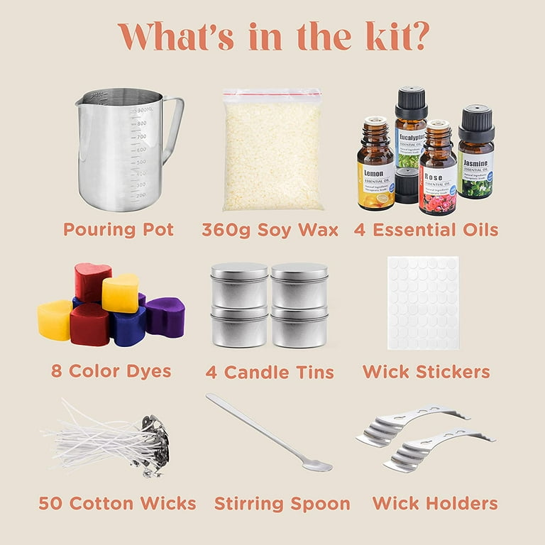 Craftbud Complete DIY Candle Making Kit for Adults, 2 lb. Soy Wax Flakes,  Fragrances, Dye Blocks, Melting Pot & Accessories 