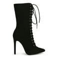 thumbnail image 2 of Women Pointed Toe Lace Up Mid Calf Heel Boot 19556, 2 of 6