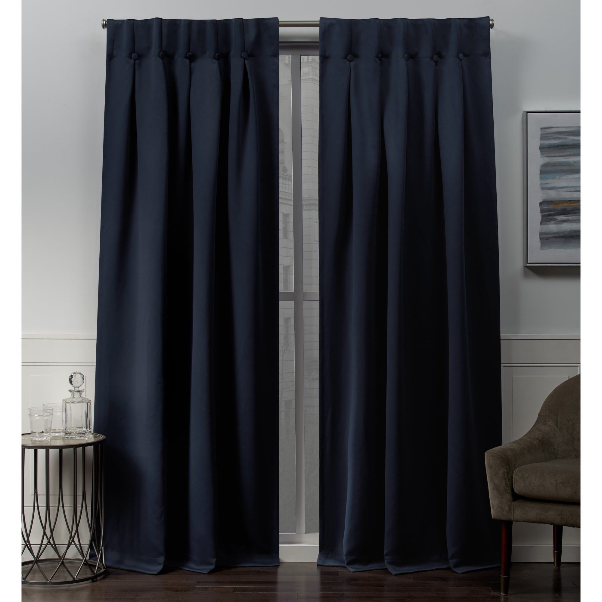 Exclusive Home Curtains 2 Pack Sateen Woven Blackout Button Top Window