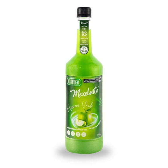 Mexclaito® Glitter Jarabe/Syrop Sabor Manzana Verde 1 Litro