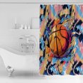 thumbnail image 2 of Sports Theme Shower Curtain, 60" x 72", Basketball Colorful Graffiti Waterproof Bathroom Curtain Washable Shower Curtain Set with 12 Hooks, 2 of 6
