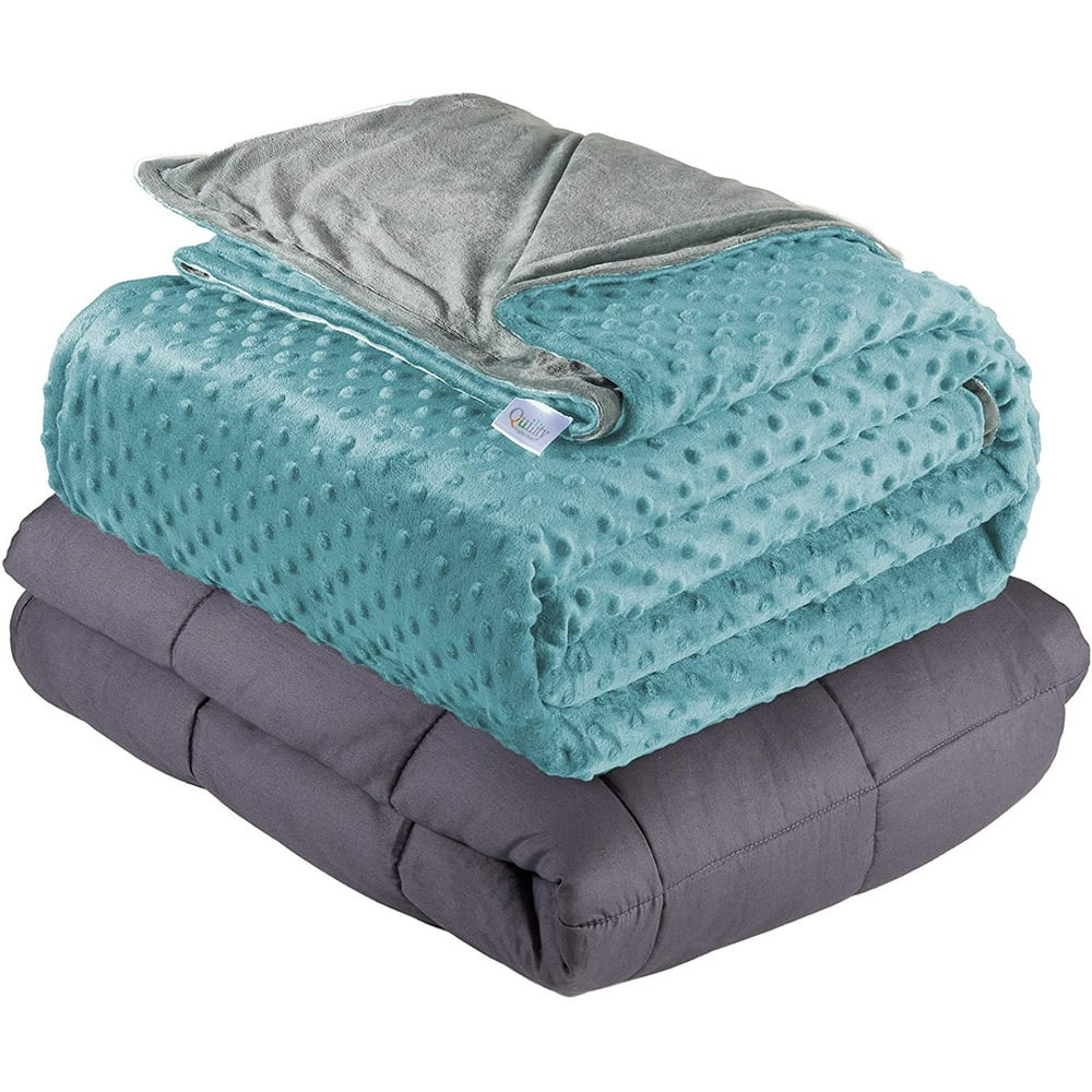 Quility Premium Adult Weighted Blanket & Removable Cover 15 lbs 60
