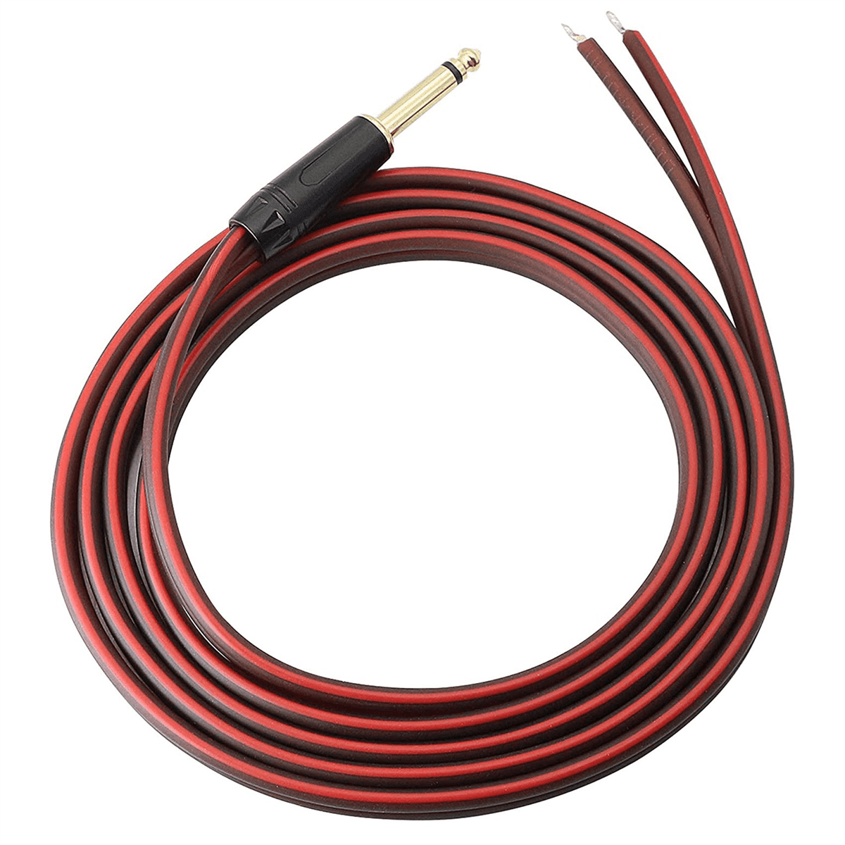 4pcs 1/4 to Speaker Bare Wire,Audio Cable to 6.35mm Male Mono Adapter Open End Gold-Plated OFC HiFi Speaker
