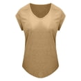 thumbnail image 3 of Camiseta básica holgada con mangas casquillo para mujer - Top informal con cuello en V - Poliéster/rayón/spandex - S-XXL - Varios colores para el día a día, 3 of 3