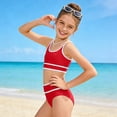 thumbnail image 4 of Yindaity Girls Swimsuit Girls Swimsuit 2-Piece Bikini Set Adjustable Strap Bathing Suits for Teens Swimwear Solid(Red,9-10 Years), 4 of 6