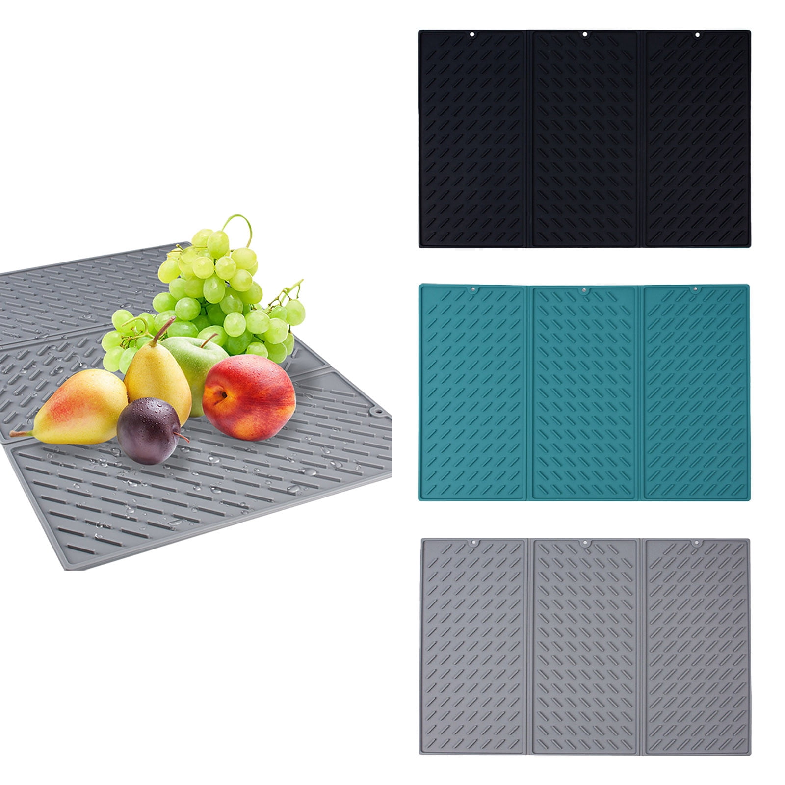 3 Tier Dish Drying Rack Counter Dish Rack with Tray Dish Strainers for Kitchen Counter with Tray Extra Large Rubber Mats for Kitchen Stainless Steel Drainer Pot Dish Drying Rack with Board