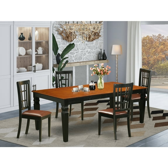 East West Furniture Logan 5-piece Table and Dining Chair Set in Black/Cherry