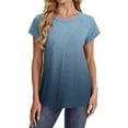 thumbnail image 3 of Womens Summer Tops, Short Sleeve Shirts for Women Fashion Loose Fit Ombre Tie Dye Crewneck T-Shirts, 3 of 5