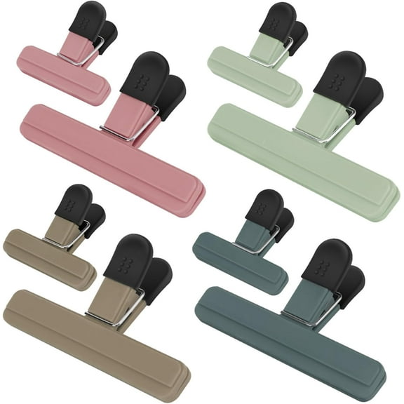 Chip Clips, 8 Pack Food Clips, Upgrade Wide Open Bag Clips for Food Storage with Air Tight Seal Grip (4 x L, 4 x S)