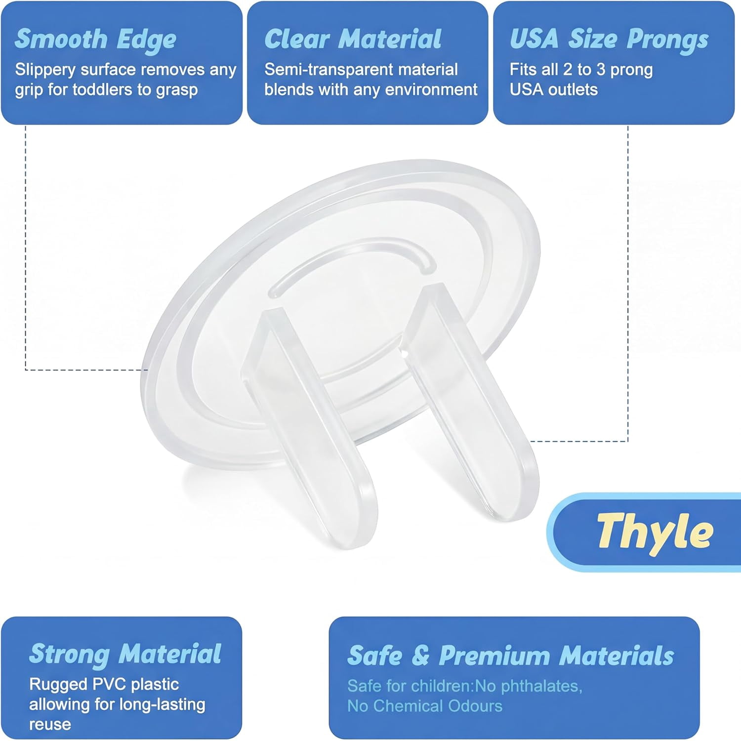 200 Pcs Outlet Covers Child Proof Electrical Socket Protectors Baby Proofing Plug for Home and Office Bulk