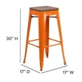 thumbnail image 6 of Flash Furniture Lily 30" High Backless Orange Metal Barstool with Square Wood Seat, 6 of 13