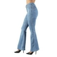 thumbnail image 3 of Fashion2Love Women's Juniors Bell Bottom High Waist Belted Flared Stretch Jeans, 3 of 9