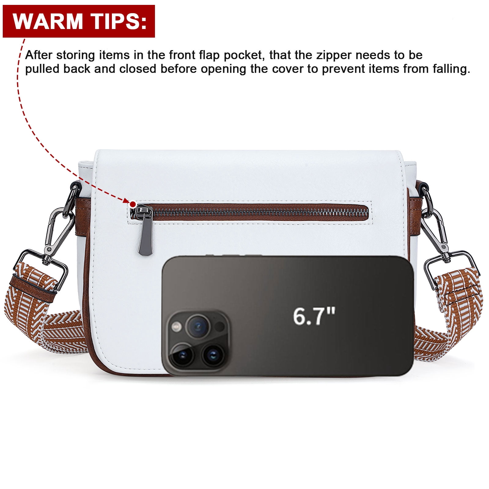 HKCLUF Crossbody Bag for Women Trendy Vegan Leather Crossbody Bag with Strap Magnet Flap Zip Shoulder Purses
