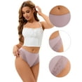 thumbnail image 3 of Unique Bargains Women's Lace Trim Lightweight Panties Mid-Waisted Thongs Briefs XXL Beige, 3 of 6