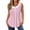 Pink, variant on TAGOLD Womens Round-Neck Tank Top Ruched Button Panel V Neck 2 In 1 Sleeveless Top