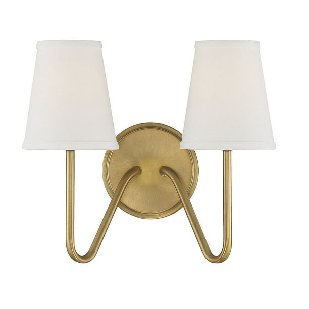 Trade Winds Lighting Tw110060 Nb Madison 2 Light Wall Sconce In Natural Brass Com - 2 Light Wall Sconce With Shade