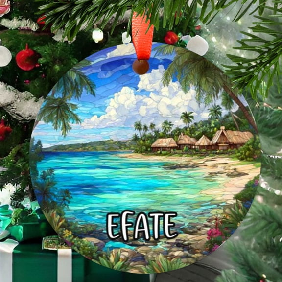 Efate Vanuatu Christmas Ornament, Ceramic/Acrylic - Efate Vanuatu Travel Souvenir, Tree Hanging Ornament, Vacation Keepsake 2025, Gift for Travel Lovers, 2025 Collector’s Piece