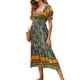 thumbnail image 3 of Txlixc Vestido bohemio de verano para mujer, falda de pastel de una pieza estilo bohemio con estampado floral en el pecho de manga corta Txlixc  Estilo de ocio, 3 of 5