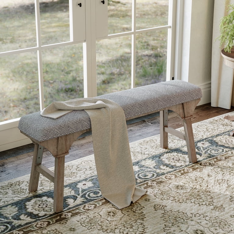 HLR Modern Upholstered End of Bed Bench, Gray photo 6