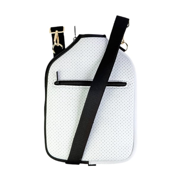 Funda para raqueta con cremallera suave y correa de hombro desmontable, bolsa de neopreno para pala Blanco