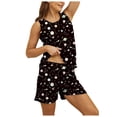 thumbnail image 1 of Fgnfyis Ensemble de Pyjama d'Été à la Mode pour Femmes, Col Rond, Shorts Imprimés, Débardeur, Pantalon de Pyjama, Noir S, 1 of 5
