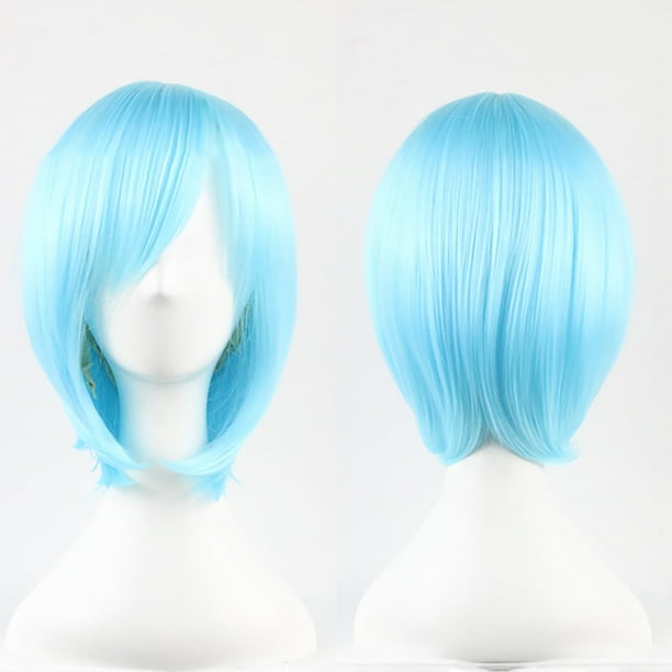 Pelucas con flequillo para mujer, peluca ondulada suelta, peluca de moda para chica, peluca natural corta y recta, flequillo inclinado, peluca recortada con bandas para el cabello en la cara.