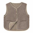 thumbnail image 2 of HAJWOH Women's Fuzzy Fleece Vest Oversized Sherpa Button Down Jacket Fall Fashion Warm Sleeveless Cardigan Outerwear, 2 of 5