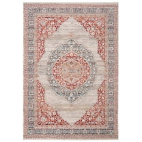 SAFAVIEH Kenitra Flowers Floral Bordered Polyester Area Rug, Ivory/Red, 4' x 6'