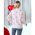 thumbnail image 2 of Drvitor Valentines Sweaters for Women Mock Neck Lantern Sleeve Cute Heart Sweater Casual Loose Knitted Warm Pullover Top, 2 of 7