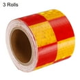 thumbnail image 3 of Uxcell Reflective Tape, 3 Roll 10 ft x 2-inch Adhesive High Visibility Safety Tape Reflector, Square Yellow Red, 3 of 6