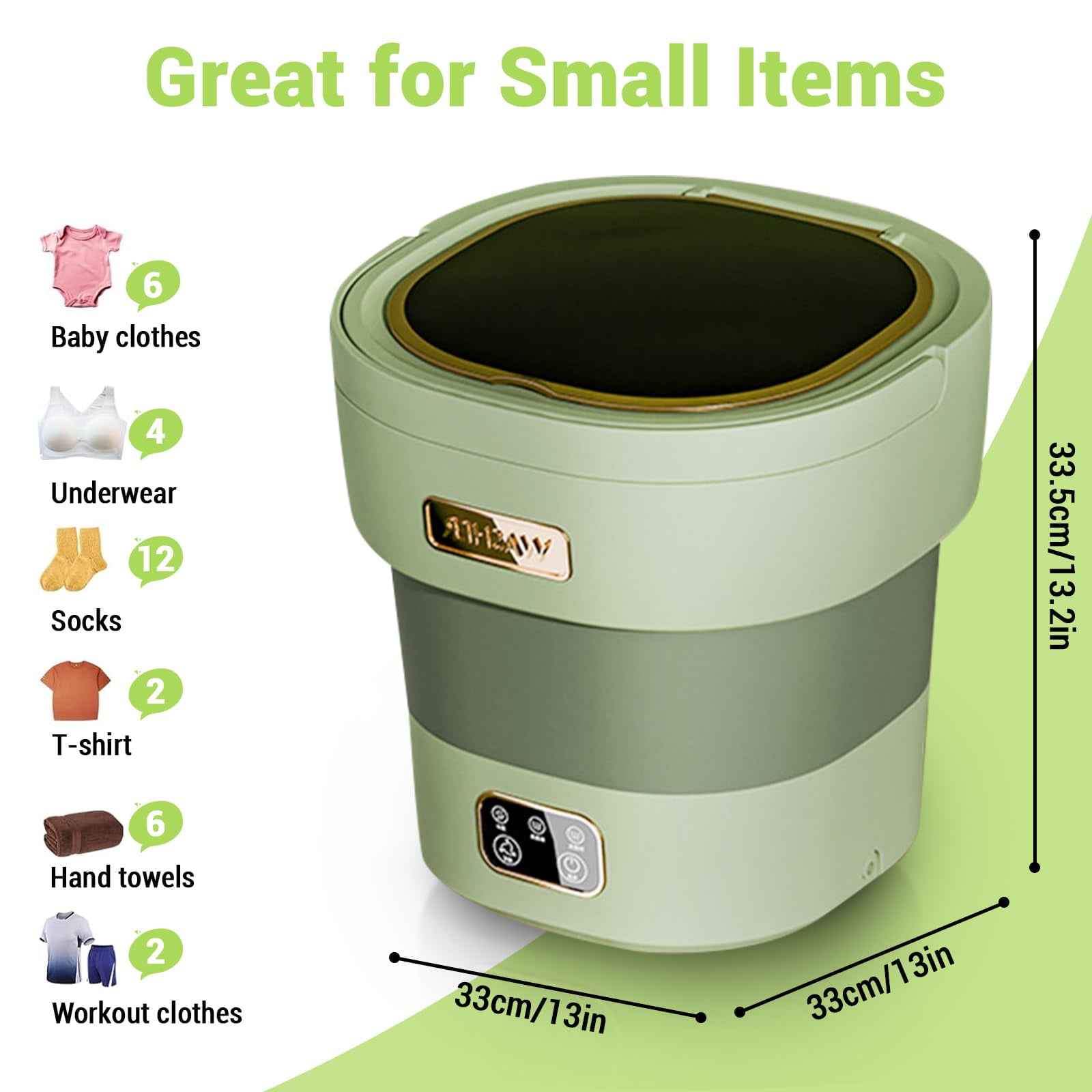 Luku 12L Mini Folding Washing Machine, Portable Collapsible Washer & Dryer for Underwear, Baby Clothes