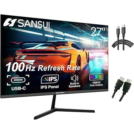 SANSUI Computer Monitors 27 inch 100Hz IPS USB Type-C FHD 1080P HDR10