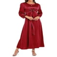 thumbnail image 2 of Femmes Automne Midi Robe à Manches Longues Noeud avant Robe de Satin, 2 of 7