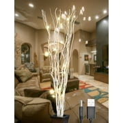 Lightshare Lighted Branches, Natural Twig Vase Filler, 36 inches, 16 LED Light Bulbs, White Finish, Battery Operated and Optional USB Plug-in