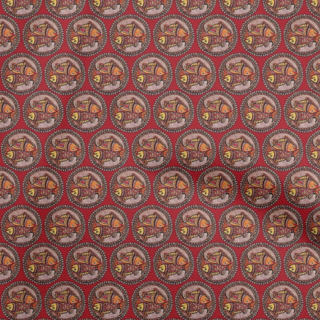 oneOone Rayon Maroon Fabric Kalamkari Craft Projects Decor Fabric Printed By The Yard 56 Inch Wide