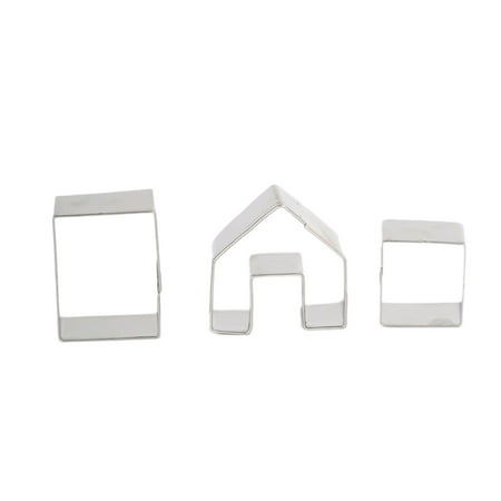 

3 Pcs Christmas House Cookie Cutter Set Mini Ginger Snowman Stainless Steel Cookie Cutter DIY Chocolate Biscuit Mold for Kitchen