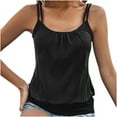 thumbnail image 1 of BVOFAR Débardeurs Décontractés Sans Manches pour Femmes Bretelles Spaghetti Camisoles Froncées Col Rond Coupe Ample Chemises Grande Taille Couleur Unie T-shirts, 1 of 5
