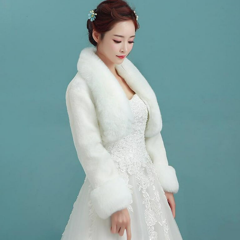 White fluffy wedding on sale shrug