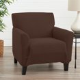 thumbnail image 5 of Great Bay Home 1-Piece Knitted Jacquard Armchair Stretch Slipcover, Chocolate, 5 of 6