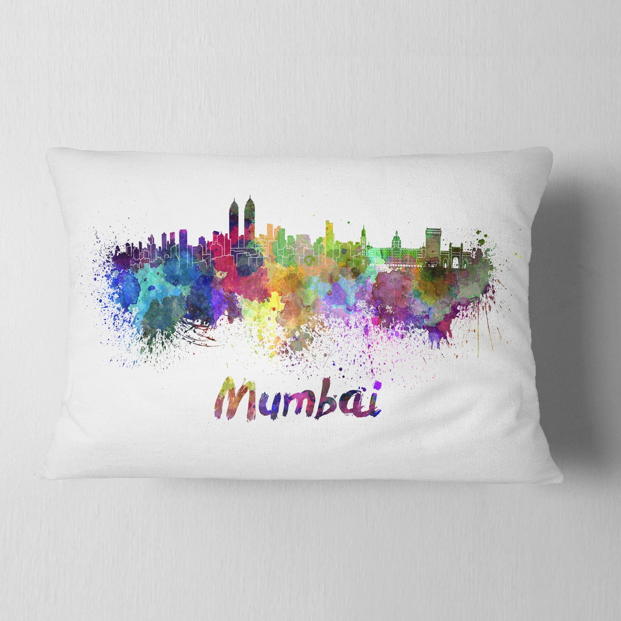 Designart Mumbai Skyline - Cityscape Throw Pillow - 12x20