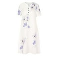 thumbnail image 4 of CHUANK Robes de Travail pour Femmes Liquidation Mode Décontractée Ample Imprimé Papillon Col en V Manches Courtes Boutons Poches Longue Robe, 4 of 6