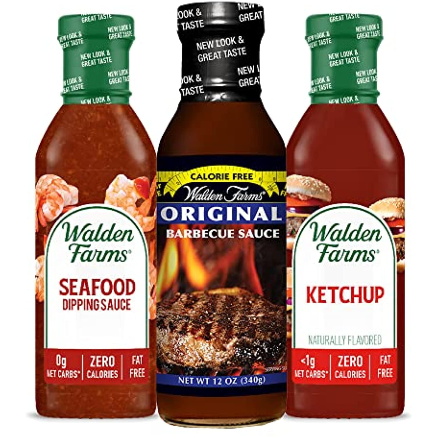 Walden Farms Calorie Free Ketchup Calorie Free, Fat, Carbs, Gluten Or Sugar Pack Of 3 ( Ketchup -Seafood Sauce & Original Bbq Sauce )