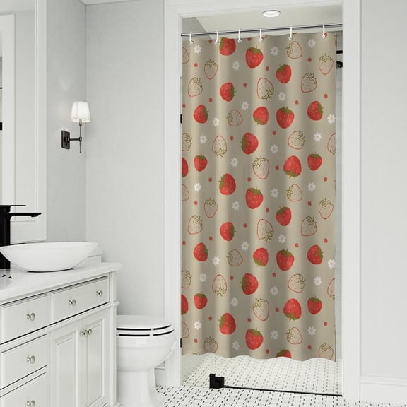 Red Strawberry Plants Fruit Shower Curtain 36"x72" ,Bathroom Decorative Shower Curtains Set with 12 Hooks,Modern Waterproof Washable Shower Curtain