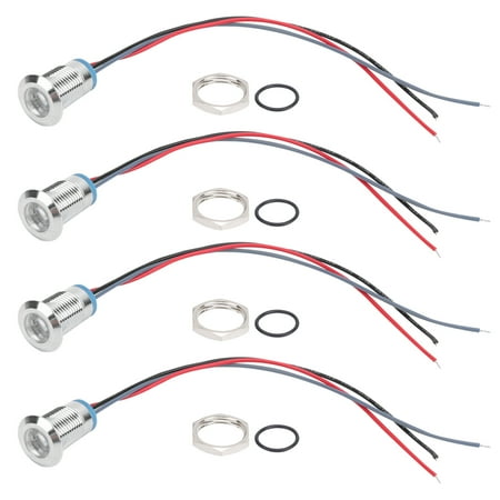 

4 Sets PreWired Round LEDs Waterproof Metal 2Color Indicator Common Cathod 12mm 1224V(Red and Blue )