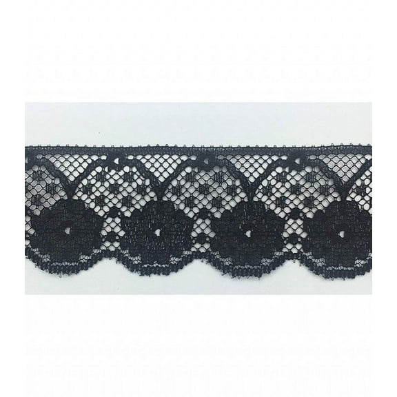 Trimplace Black 1-1/2 Inch Flat Swiss Daisy Lace