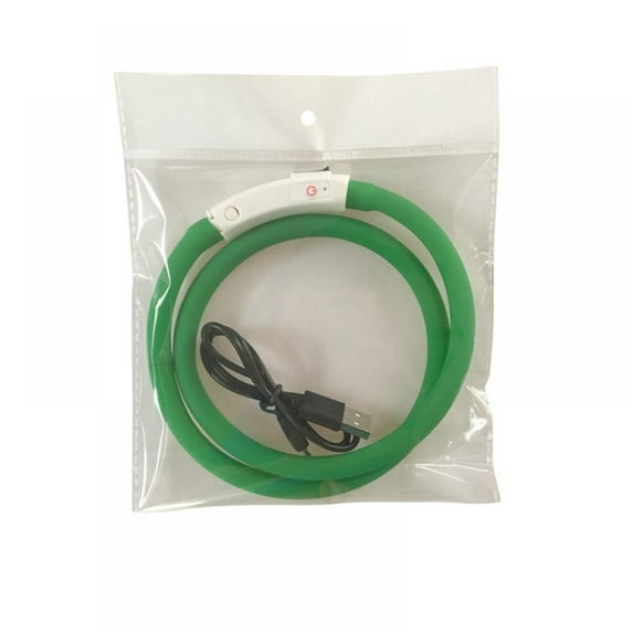 Prettyui USB charging pet night safety warning silicone LED light collar white