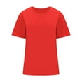 thumbnail image 4 of Pincandy Women's 2025 Spring/Summer Fashion Clothing 3/4 Sleeve T-shirt Round Neck Top Shirt Comfort Colors Adult Heavyweight Short Sleeve Tee, Style,Red,2XL, 4 of 9